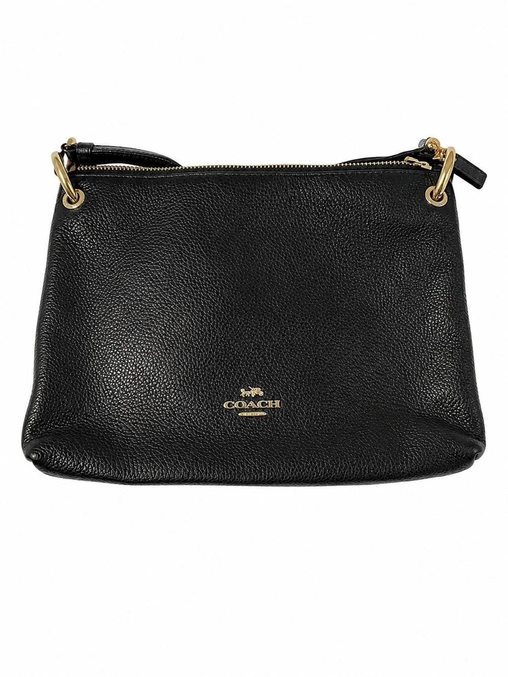 Coach Black Pebbled Leather Crossbody with Gold Hardware